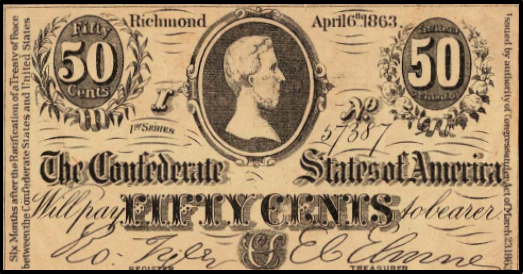 Fifty cents paper money The Confederate States of America Richmond April 6 1863