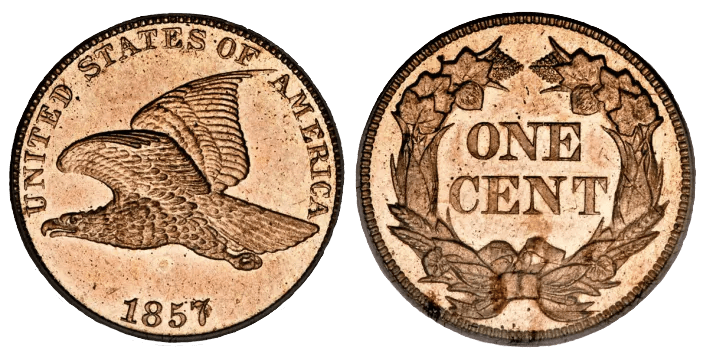 1857 Front and back of the Flying Eagle Cent